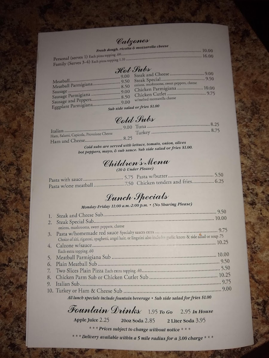 Menu Michelangelo's-8